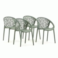 RATTATAN Set de 4 chaises en polypropylène avec fibre de verre empilables pour extérieur et jardin, bar, restaurant ou cuisine, design moderne - Lar RATTATAN Set de 4 chaises en polypropylène avec fibre de verre empilables pour extérieur et jardin, bar, restaurant ou cuisine, design moderne - Lar