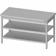 Romux® Table adossée en Acier Inoxydable pour Restauration Centrale avec 2 Étagères 1500x700x850 mm | Table de Travail Résistante à la Corrosion Romux® Table adossée en Acier Inoxydable pour Restauration Centrale avec 2 Étagères 1500x700x850 mm | Table de Travail Résistante à la Corrosion