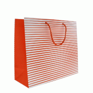 Sac papier bicolore orange et blanc 35+14x31cm - par 10