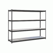 SimonRack Rayonnage industriel, 2000x1800x600 mm, 400 kg au point de flexion, 4 étagères métalliques, rayonnage garage, Anthracite/Galvanisé- Ecof