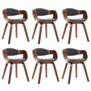 VidaXL Chaises à manger lot de 6 bois courbé et tissu gris Modèle Diamant Horizon - 3054821