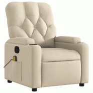 VidaXL Fauteuil de massage inclinable Crème Tissu Modèle Wervella - 8721012201460