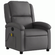 VidaXL Fauteuil de massage inclinable gris cuir véritable Modèle Coralia - 8721012184152