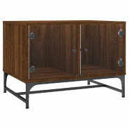 VidaXL Table basse avec portes en verre chêne marron 68,5x50x50 cm Modèle Atlas Infinite Select - 836545