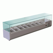 Vitrine à ingrédients inox +2/+8°c verre droit 7 gn1/3-150 non compris - PVRX1600/380
