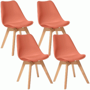 WellHome - Lot de 4 chaises de salle à manger rembourrées de couleur terracotta - orange plastique polypropylène PK5062