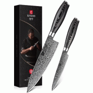 XinZuo - Set de couteaux Damas 2 pièces - Série B20 Ya - multicolore multi-matériau B20-A2