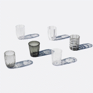 Zafferano Ensemble De 6 Verres Bicolores De La Collection Melting Pot En Verre Décoré - Transparent Et Gris - Safran - multicolore 8056300195894