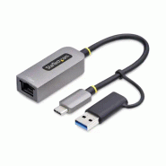 Adaptateur USB-C vers Ethernet avec Dongle USB-A, 10/100/1000Mbps, Adaptateur Réseau USB 3.0 vers Gi_0