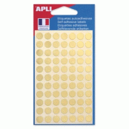 Apli Lot de 5 Etui de 308 pastilles adhésives or, diam. 8 mm (4 feuilles / cdt) - 3270241006001