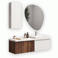 AQA Design Composition de salle de bain en MDF 6 pièces VENERE rio oak/matt blanc L.140 P.45 H.190 MPVE57-RR-O1 - multicolore Bois manufacturé MPVE5