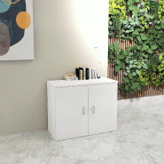 Armoire basse de bureau hauteur 81 cm - Mobel linea - 100, Blanc pastel_1