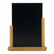 Chevalet de table ardoise A4 Elégant noir et teck laqué 21x30 cm