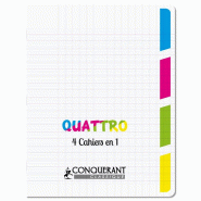 CONQUERANT Lot de 10 Cahier Quattro Classique PP piqué 17x22, 96p./48 feuilles 90g/m², Séyès, incolore - 3020120255057
