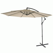 Décoshop26 - Parasol déporté protection solaire Ø 3m inclinable polyester/acier 11kg crème sans support 04_0000943 - beige acier 3000102832698