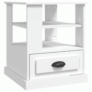 Décoshop26 - Table d'appoint chevet avec étagères et tiroir 50 x 50 x 60 cm bois d'ingénierie blanc DEC032362 - blanc Bois massif 3000258947277