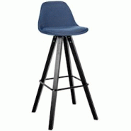Décoshop26 - Tabouret de bar chaise haute x1 repose-pieds style scandinave en tissu bleu structure en bois noir carré 10_0004644 - bleu 3000252209388 Décoshop26 - Tabouret de bar chaise haute x1 repose-pieds style scandinave en tissu bleu structure en bois noir carré 10_0004644 - bleu 3000252209388