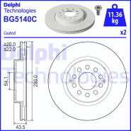 Disque de frein Delphi BG5140C - boîte de 2 disques ventilés pour montage avant Disque de frein Delphi BG5140C - boîte de 2 disques ventilés pour montage avant