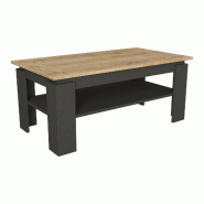 Helloshop26 - Table basse console d'appoint 110 x 60 x 47 cm anthracite effet chêne - Bois massif 3000225422424