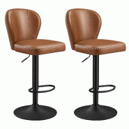 Helloshop26 - Tabouret de bar pivotant à 360° lot de 2 hauteur réglable avec dossier PU avec coutures style moderne mi-siècle pour 12_0005382 - 30