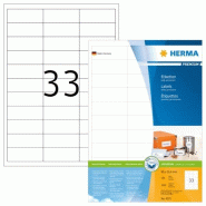 HERMA 3300 étiquettes blanches Premium, format 66 x 25,4 mm (100 feuilles A4 / cdt) - blanc 4275