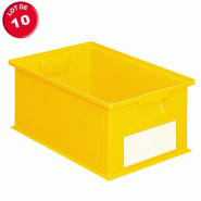 Lot de 10 caisses plastiques cp 27 litres jaunes_0