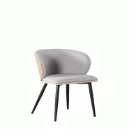 Mobiliara Lot de 2 Chaises Elodie Gris – Assise Mousse Haute Densité et Chene, Piètement Acier Époxy Dublin, Design Contemporain - gris polyester