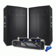 Pack Sono DJ BM SONIC Amplificateur 2000W, Paire d'Enceintes Passives 2x700W, Câbles Speakon, Sonorisation PRO+Clé 32G - 3666638036100