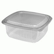 Packnwood FHC - Lot de 450 barquettes plastiques PET carrées transparentes avec couvercle attaché - 172x167x75mm - 1000ml - recyclable Packnwood FHC - Lot de 450 barquettes plastiques PET carrées transparentes avec couvercle attaché - 172x167x75mm - 1000ml - recyclable