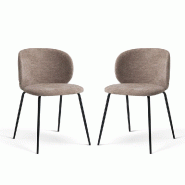 RATTATAN Lot de 2 chaises rembourrées en tissu effet chenille, structure en acier, design élégant pour salle à manger, restaurants, hôtels –Dan RATTATAN Lot de 2 chaises rembourrées en tissu effet chenille, structure en acier, design élégant pour salle à manger, restaurants, hôtels –Dan