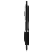 Stylo à bille en plastique - corps transparent, grip coloré et parties chromées - encre bleue Stylo à bille en plastique - corps transparent, grip coloré et parties chromées - encre bleue