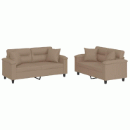 VidaXL Ensemble de canapés 2 pcs avec coussins cappuccino similicuir Modèle Corvelisse - 3202376