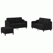 VidaXL Ensemble de canapés 3 pcs avec coussins Noir Tissu Modèle Helios Carrée - 3201814