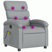 VidaXL Fauteuil inclinable de massage gris clair tissu Modèle Tervelis - 8721012182974