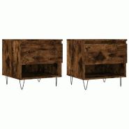 VidaXL Tables basses 2 pcs chêne fumé 50x46x50 cm bois d'ingénierie Modèle Oslo Nordique - 830919