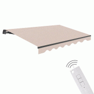 WASABI Store banne motorisé 4 x 2,5 m coloris sable – Télécommande incluse – Toile de protection solaire - beige polyester BTK425070-E