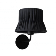 Applique intérieure cora à équiper ampoule e27 avec abat jour lamellé en coton coloris noiruban enveloppé noir