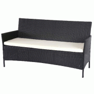 Décoshop26 - Banc de jardin 3 places 154 cm en polyrotin anthracite coussins crème 04_0001100 - beige 3000027032692