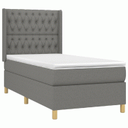 Décoshop26 - Cadre de lit LED avec sommier tête de lit matelas 100x200 cm tissu gris foncé TDL0208445 - gris 3001540582725