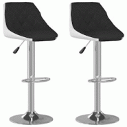 Décoshop26 - Lot de 2 tabourets de bar chaises hautes design moderne en PVC noir et blanc DEC029800 - blanc 3000257562259