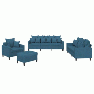 Ensemble de canapés 4 pcs avec coussins Bleu Velours Modèle AbriVilla 89 - 8721012066663