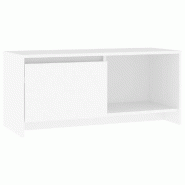 Helloshop26 - Meuble TV moderne avec rangement 90 x 35 x 40 cm en bois d'ingénierie blanc 02_0047982 - blanc Bois massif 3000235050174