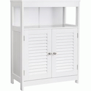 Helloshop26 - Placard armoire meuble salle de bain de rangement commode avec 2 portes 80 cm MDF blanc 12_0000821 - 3000107288988 Helloshop26 - Placard armoire meuble salle de bain de rangement commode avec 2 portes 80 cm MDF blanc 12_0000821 - 3000107288988