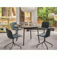 Table de réunion ronde Unit - plateau en placage de bois noir - diamètre 90 ou 120 cm - garantie 2 ans