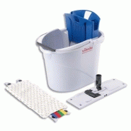 Vileda kit seau gris capacité 10l l39 x h45 x p30 cm, presse bleu, 1 micromop et 1 mopframe pour 10-30 m2 Vileda kit seau gris capacité 10l l39 x h45 x p30 cm, presse bleu, 1 micromop et 1 mopframe pour 10-30 m2