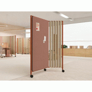 Cloison acoustique mobile Extenso (Clen) : tissu 34 mm + sangles, roulettes freinées, format L134xP5