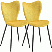 CLP Lot de 2 Chaises de Salle a Manger Maika Tissu HBT: 80x50x58 cm Jaune Tissu - jaune textile 328548