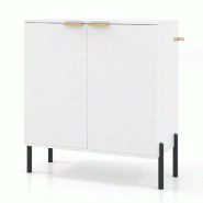 COSTWAY Buffet en bois, buffet à 2 portes, pieds et poignées en métal, 70 x 37 x 78 cm, blanc - blanc VH33876IT