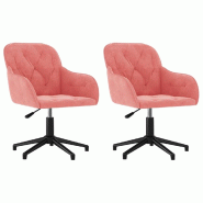 Décoshop26 - Lot de 2 chaises de salle à manger siège pivotant hauteur réglable en velours rose et métal DEC025299 - métal 3000255179510