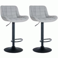 Décoshop26 - Lot de 2 tabourets de bar structure métallique noir assise en PVC gris avec surpiqûres 10_0004443 - gris 3000252105192 Décoshop26 - Lot de 2 tabourets de bar structure métallique noir assise en PVC gris avec surpiqûres 10_0004443 - gris 3000252105192